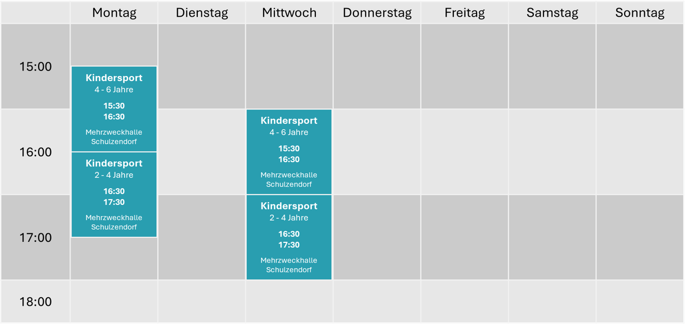 Kindersport Zeiten